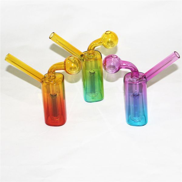 Coloré Bubbler Brûleur À Huile Mini Bongs En Verre Percolateur Diffuseur Tuyaux D'eau Narguilé Bong Bubblers Recycler Filtre Portable Fumer Dab Rigs Dispositif