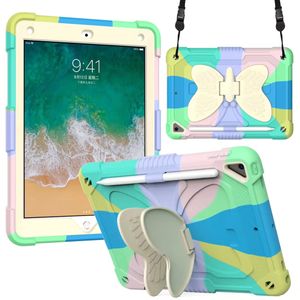 Étui pour tablette avec support papillon coloré étui de protection trois étuis en silicone inclus pour ipad mini 6 pro 11 pro9.7 Air2 3 4 Tab A7 Lite 8.7 T220 T225 avec lanière