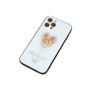 Kleurrijke Vlinder Met Diamanten Bezette Beugel Mobiele Telefoon Gevallen Bling Voor Iphone 14 13 12 11 Pro Max Mobiele Telefoon Covers