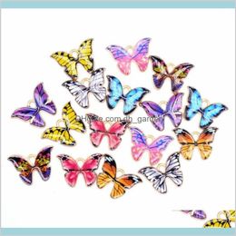 Pendentif papillon coloré 100 pièces Lot 12x15mm émail pendentifs de charme animal adapté pour collier Bracelet bijoux à bricoler soi-même faisant Rmii Xzd5C2993