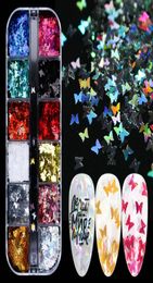 Paillettes de papillon colorées pour ongles Flakes scintillants brillants paillettes manucure UV Gel 3D Nail Art Decor Tips9981253
