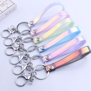 Kleurrijke snoepkleur handgemaakte polsband sleutelhouder lederen touw acryl sleutelhanger metaal sleuting diy handtas auto sleutelhanger