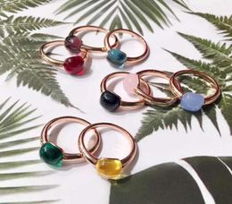 Kleurrijk snoep gefacetteerd vierkante kristal nudo ring klein ontwerp micro zirkoonstenen voor vrouwen feestjuwelen y07236355682