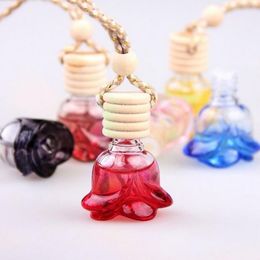 Ferrinateur de voitures colorées Pendentif en verre Pendentif en verre Perfusion Diffuseur Bouteille 6ml Rose Bottom Bottom pour huiles essentielles Ornament de parfum SN6438