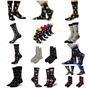 Chaussettes en coton à motif de bière Chaussettes décontractées de printemps pour hommes et femmes Bas en coton confortable