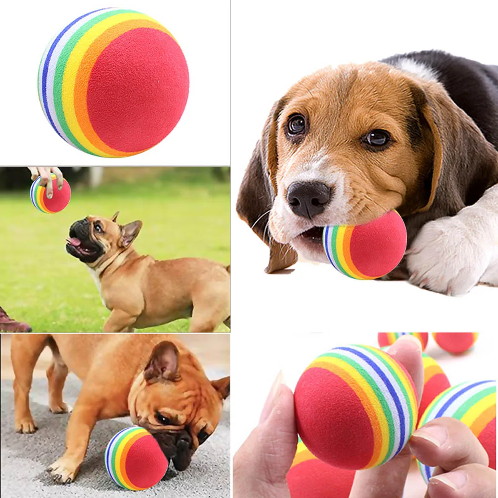 Colorful Cat Toy Ball Chew Toy Pet Kitten Ball Interactive Bite-resistant Chew Toys For Small Dogs Cleaning Teeth Teeth Grinding