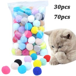 Coloré chat jouets extensible boule en peluche 0.98in molaire balle rebondissante Puzzle interactif drôle chat balles jouet à mâcher animaux fournitures