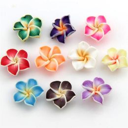 Colorida arcilla cerámica porcelana Plumeria flor cuentas sueltas 15mm 150 Uds lote joyería de moda L3000253x