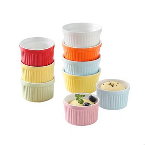 Kleurrijke keramische souffle ramekins 5oz pudding cake schimmel bakgerechten creme brulee cup yoghourt ijs kom gestoofd ei ovenware