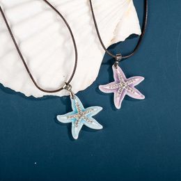 Kleurrijke Keramische Zeester Hanger Met Strass Leuke Cadeau Ketting Voor Vrouwen Meisje Kinderen Gift Drop Shipping #XN404