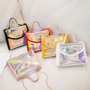 Kleurrijke ketting tas vrouwen kleine vierkante tas flash dames schoudertas transparante jelly mobiele telefoon tassen portemonnee