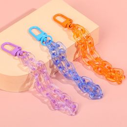 Camineta móvil de cadena colorida correa de llavero anti-perdida Anillos de llave de cordón acrílico para mujeres joyas de bolsas para automóviles