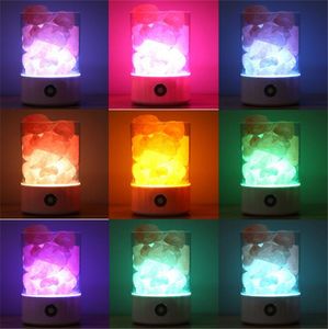 Lampe à sel USB Design Portable Coloré Changeant Cristal Lumière Naturelle Himalayan Tactile Commutateur Luminosité Réglable Chambre Veilleuse