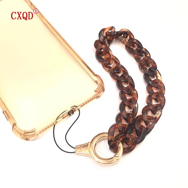 Chaîne de téléphone à charme coloré Lanyard Mobile Phonee Case STRAP ANTI-LOST Cordon acrylique fait à la main pour femmes Bijoux Accessoires Cadeaux