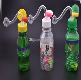 coloré pas cher portable voyage en plastique mini bouteille de boisson Bong conduite d'eau huile Rigs conduite d'eau pour fumer 3998317