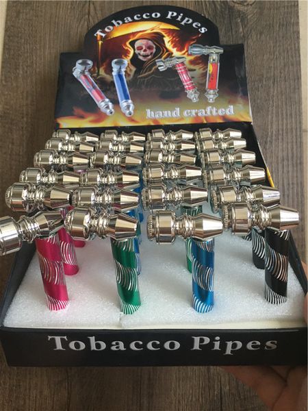 Pipas de fumar baratas de colores, pipa de tabaco de metal para fumar hierba seca, diseños de mezcla, envío gratis