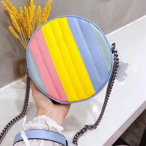 Kleurrijke Ronde Schoudertassen Luxe Designer Crossbody Mode Vrouwen Regenboog Schoudertas Grote Capaciteit PU Lederen Handtas Kunstwerk Groothandel