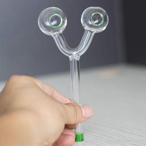 Kleurrijke Duidelijke Pyrex Glas Oliebrander Bong Water Pijp Twee Bal Dikke Glazen Handpijpen met Radom Gekleurde Balancer Handcraft Borosilicate Roken Accessoires