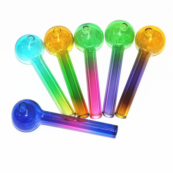 Colorido Claro Pyrex Glass Oil Burner Pipes Mini Cuchara Pipa Tabaco Tubos rectos Pipa de mano Accesorios para fumar