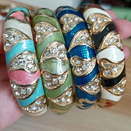 Kleurrijke Cloisonne Emaille Strass Hart Liefde Armbanden Chinese Ovale Koperen Sieraden Hoge Kwaliteit Vrouwen Armbanden Verjaardagscadeau