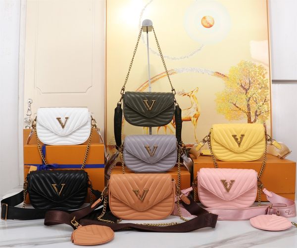 10A Diseñador para mujer bolsos de hombro de lujo Mult Pochett bolsos de alta calidad flores letras New Wave cadena bolso damas metal digram crossbody maquillaje mini monedero M53936