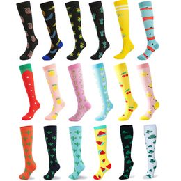 Chaussettes de compression colorées Hommes Femmes Chaussettes de sport Idéales pour soulager la fatigue et la douleur Chaussette en nylon pour la course à pied Randonnée Vol Voyage Circulation Chaussettes d'athlétisme