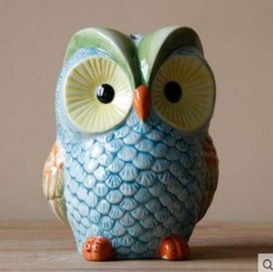 Kleurrijke Coruja Ceramica Owl Figurines Home Decor Keramische Piggy Bank Ornament Crafts Room Decoratie Porselein Dier Figurine8792713