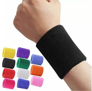 Coloré coton unisexe sport bandeau bracelet poignet protecteur course badminton basket-ball attelle tissu éponge bande de sueur C0628x1