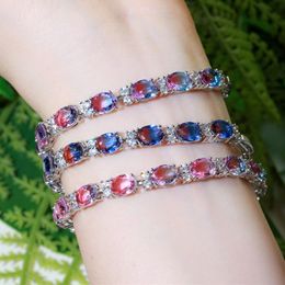 Bracelet de créateur de tennis en cristal coloré diamant femmes rondes carrées chaîne glacée AAA zircone cuivre bracelets de charme en argent créateurs de bijoux pour femme présente