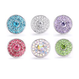 Composants de bijoux à boutons-pression remplis de cristaux colorés Argent 18mm Boutons-pression en métal Fit Bracelet Bracelet Noosa pour femmes hommes