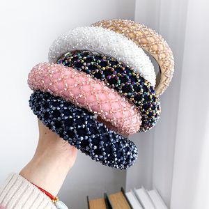 Kleurrijke Crystal Hoofdband voor Vrouw Luxe Handgemaakte Beaded Sponge Haarband Bruids Bruiloft Hoofdbanden