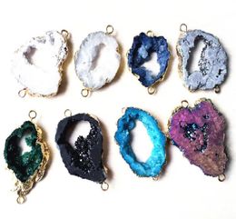 Connecteur de géode de Quartz en cristal coloré, perles Druzy, tranche d'agate, pierres précieuses Druzy, connecteur pour la fabrication de bijoux, 8787572
