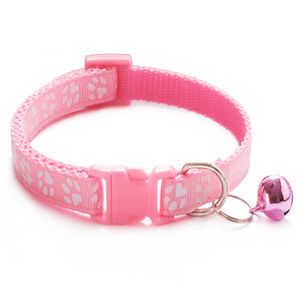 Kleurrijke Leuke Bell Pets Collar Verstelbare Gesp Kattenbanden Pet Supplies Footprint Personalized Kitten Kleine hondenaccessoire