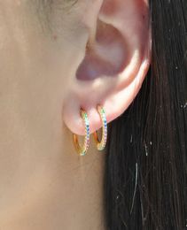 Boucle d'oreille cerceaux colorés en argent sterling 925, bijoux fins, mini petit cerceau, pierre colorée, design d'été, mode, joli bijou d'oreille4855259