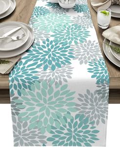 Colorful Dahila Flower Linen Table Runners Kitchen Decoration Dining Dining Dining Wedding Party décorations 240430