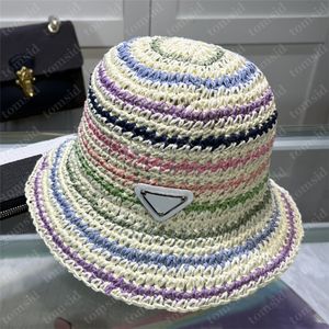 Kleurrijke ontwerper stro hoge kwaliteit brief afdrukken zomer emmer hoed reizen zonnekap mode en vrije tijd ingerichte hoeden