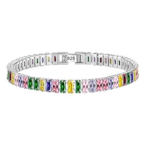 Kleurrijke Diamant CZ Zirkoon Elegante Bedelarmband Sieraden voor Vrouwen Meisjes Mode OL Designer S925 Zilveren Link Chain Armbanden Gift