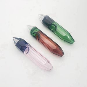 Tuyaux en verre épais de style diamant coloré Conception portable Cuillère Bol Filtre à tabac aux herbes sèches Bong Pipe à main Rigs à la main Fumer Porte-cigarette DHL