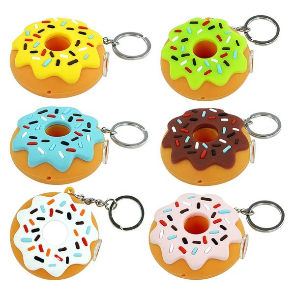 Colorido Donuts Silicona Fumar Pipas de mano Cuchara de tabaco de calidad alimentaria Diámetro del tubo 2.3 '' Paja de almacenamiento redonda