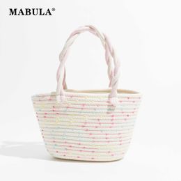 Bolso de mano femenino de ganchillo de algodón con puntos coloridos, bolso de playa elegante, pequeño bolso de compras, bolsa de viaje informal de verano 230315