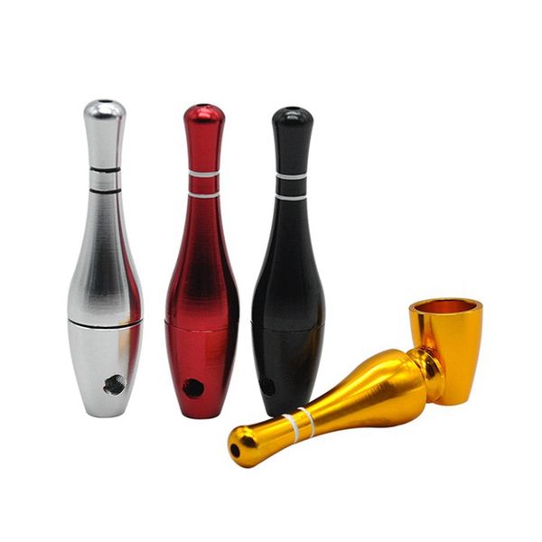 Tuyaux de tabac aux herbes sèches colorées Filtre amovible portable Embouchure pour fumer Design innovant Masquer la forme de bowling Mini porte-cigarette de haute qualité DHL