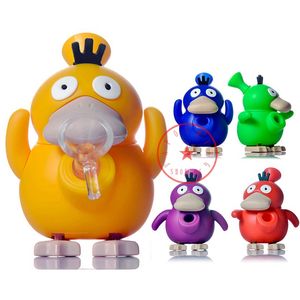 Colorful Duck Silicone Verre Bong Bongha Shisha Smoking Water Typpe Bubbler Pipes Filtre Entonnoir Herbe Tobacco Bows Portable Stand Conception de conception Herbe