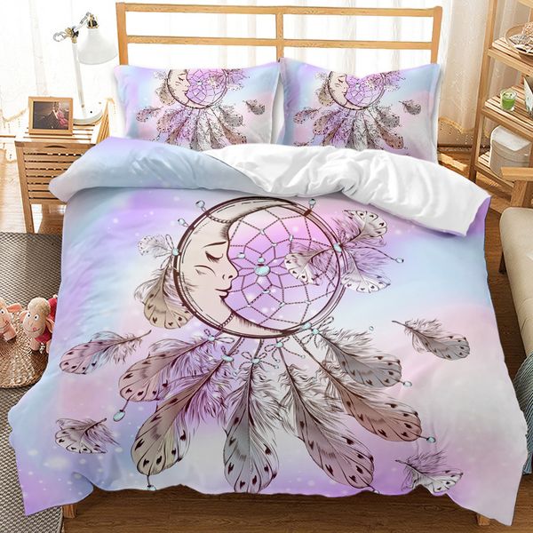 Coquette colorée coquette colorée coquette de litière de receveur de rêve en plumes Mandala Couper avec une taie d'oreiller pour les filles adultes décor de chambre à coucher