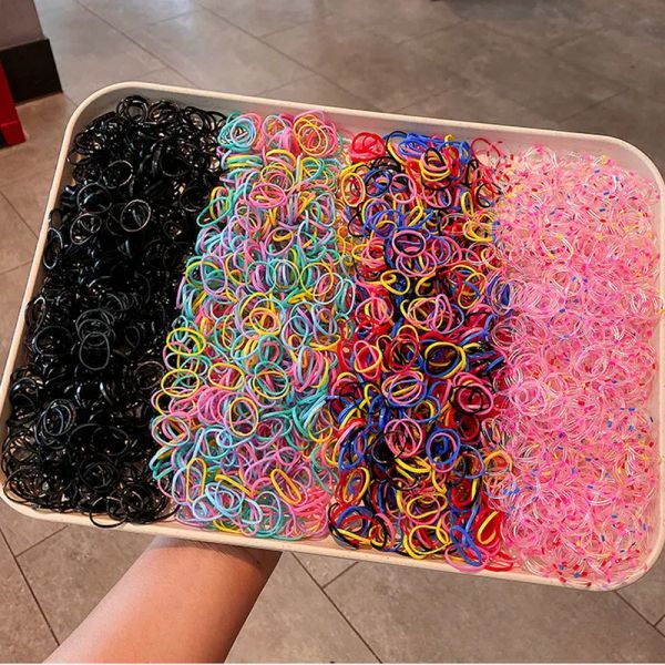 Coloridas bandas de cabello elástico mini pequeña banda de goma desechable Scrunchie para niñas chicas soportadoras de cola de cola de cola