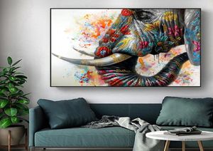 Kleurrijke olifantenfoto's canvas schilderij dierenposters en printwandkunst voor woonkamer moderne huizendecoratie5696373