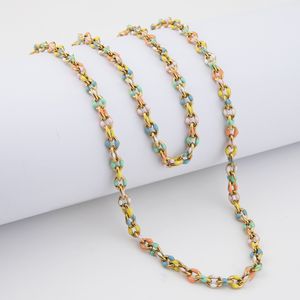 Kleurrijke email roestvrijstalen ketting ketting armbanden sieraden set vrouwen echt goud verguld cadeau