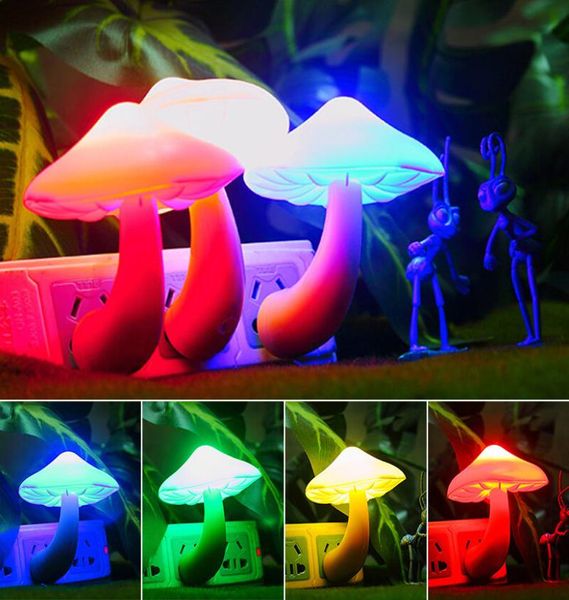 Coloré économie d'énergie champignon LED veilleuse capteur lampe de contrôle chevet mur noël école cadeau DEC6102284605