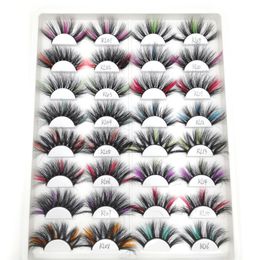 Cils colorés vison 3D faux cils naturels longs 25mm cils colorés Kit de maquillage de fête couleur faux cils en gros Pestanas Coloridas De Vison 3D
