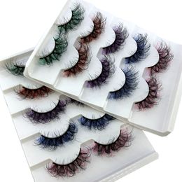 Kleurrijke wimpers donzige regenboog gekleurde wimpers 3D faux nerts lash ombre dramatische natuurlijke wimpersextensie make -up