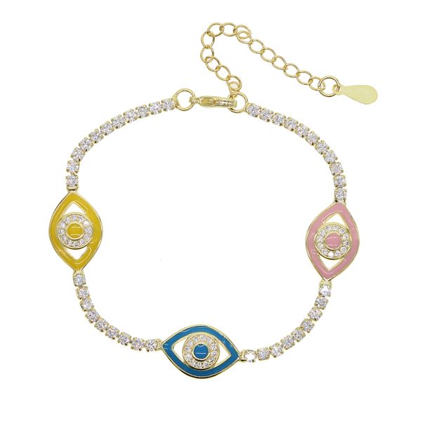 Moda colorida suerte turco mal de ojo encanto pulsera neón esmalte ojos verano joyería